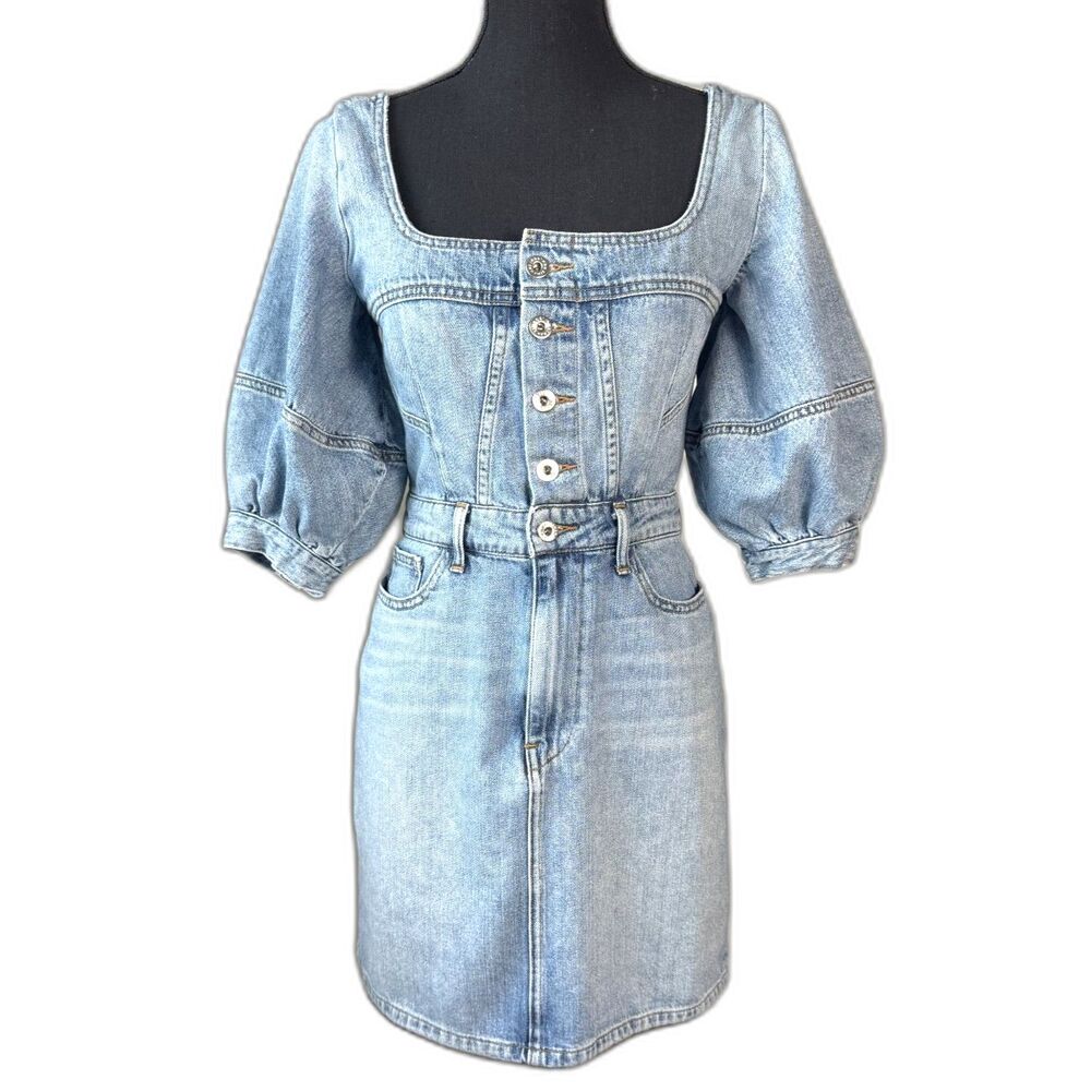 Size 4 Jonathan Simkhai Standard Poppy dress lightwash denim Americana Y2K 10705